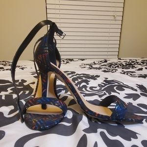 Black/ Rainbow Ankle Strap Heels